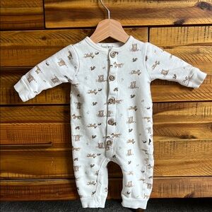 Rabbit + Bear Organic Cotton Romper Long Sleeve Forest Animals